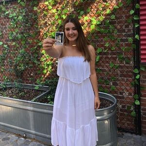 White Wide-leg Strapless Jumpsuit